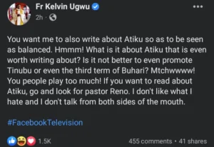 It Is Not Better To Advocate For Tinubu or Buhari Third Term? - Popular Catholic Priest Weighs In 