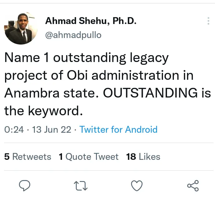 Peter Obi Supporters Thrown Into Confusion After Ahmad Shehu ask This Question Online. 