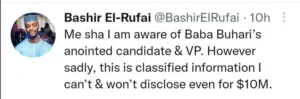 President Buhari Consensus Candidate - El-Rufai's Son Gives Condition Before He Can Reveal The Person. 