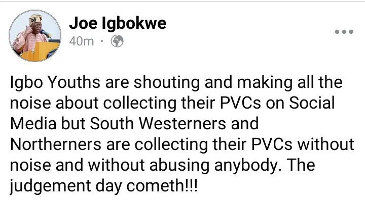 Judgement Day Is Coming for The Youths Of South East - Joe Igbokwe Say Because of This.