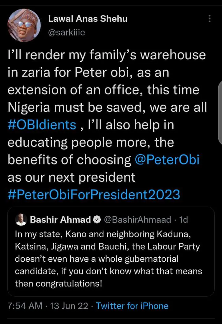 2023: What I Will Do To Make Sure Peter Obi Wins In The North- (Lawan Ana's) Northern Supporter Promises Peter Obi.
