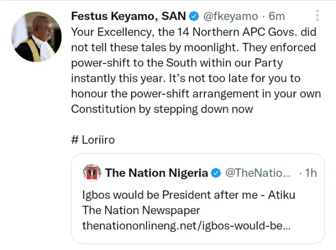 Atiku: An Igbo Man Will Become President After Me- Festus Keyamo Reacts To Atiku Statement. 
