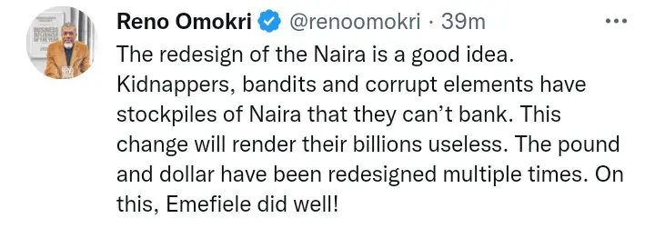 The Redesigning Of Naira Note Is Good As It Will Render The Billions of Kidnappers And Bandits Useless