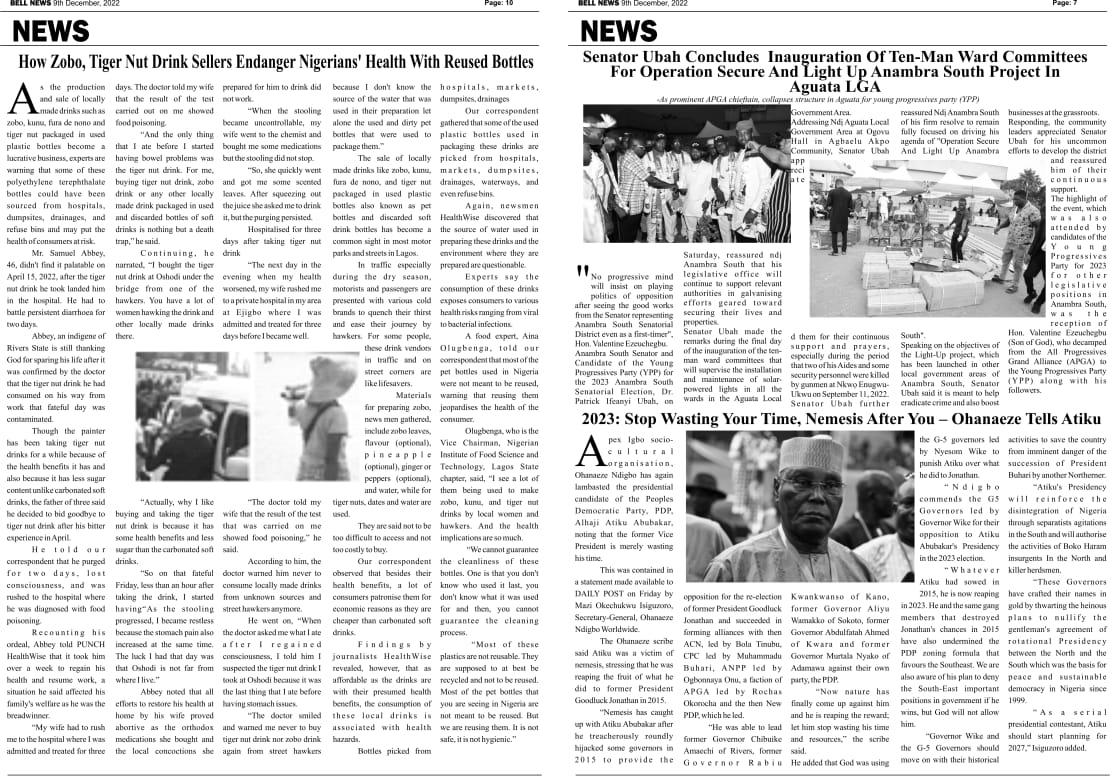 Breaking: Bellnews Newspaper Hardcopy For The Month Is Out Get Yours In All Notable Anambra Newspaper Stand or Click Read Below. (Pics/PDF)