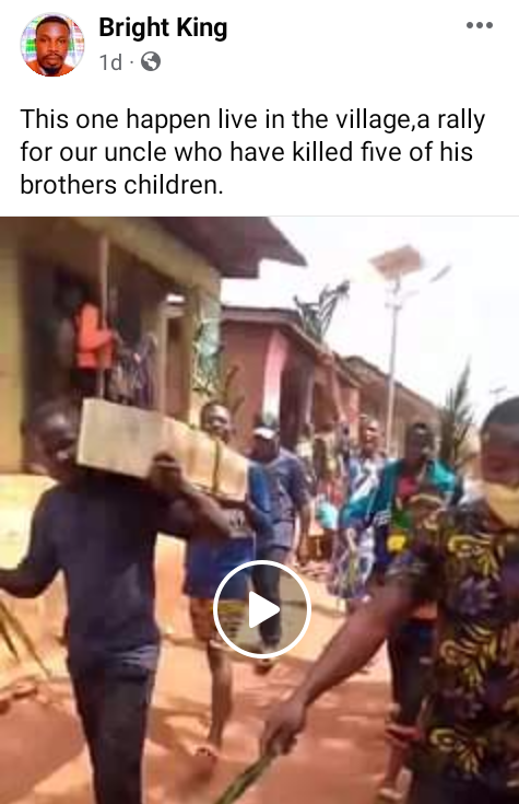 Man Banished From Enugu Community For The Death of His Brother's Five Children.
