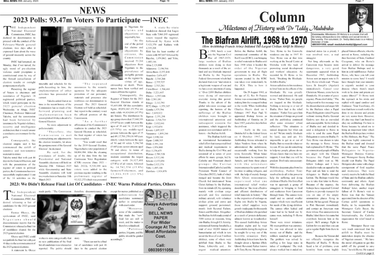 Breaking: Bellnews Newspaper Hardcopy For The Month Is Out Get Yours In All Notable Anambra Newspaper Stand or Click Read Below. (Pics/PDF)