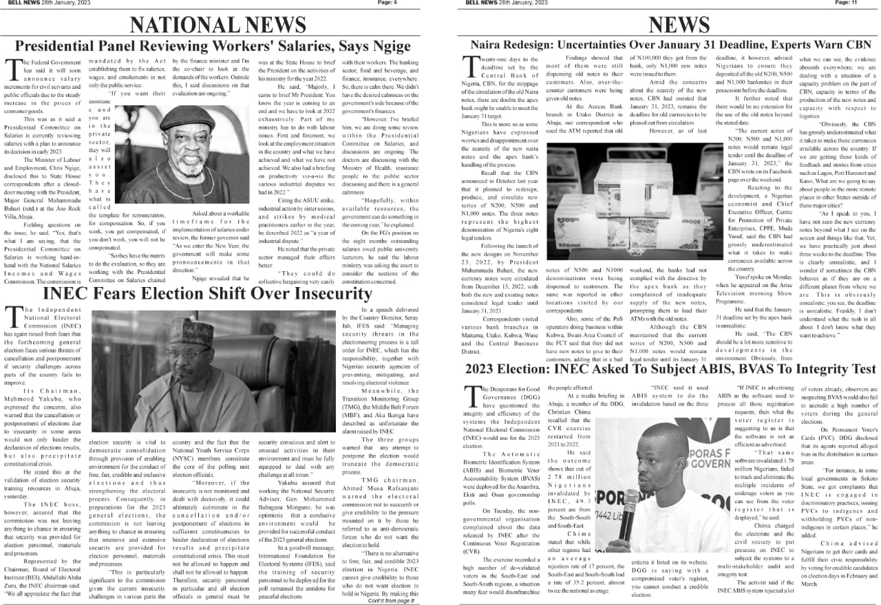 Breaking: Bellnews Newspaper Hardcopy For The Month Is Out Get Yours In All Notable Anambra Newspaper Stand or Click Read Below. (Pics/PDF)