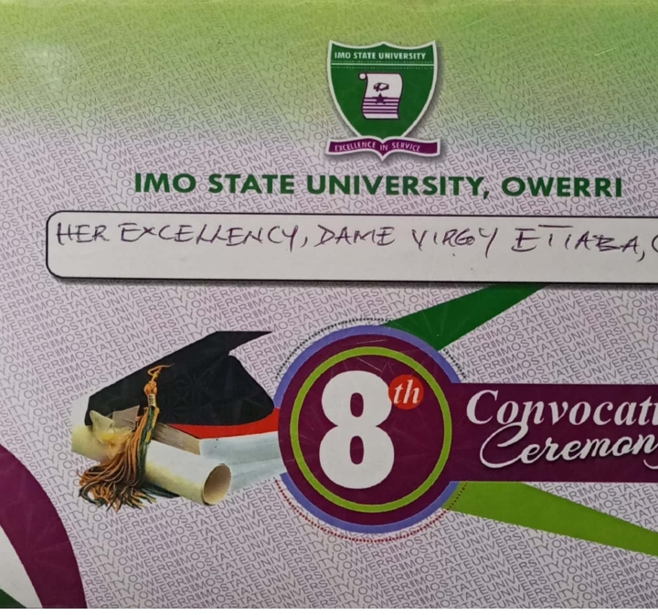 Jubilation As Imo State University Awards Dame Virgy Ngozi Etiaba Doctorate Degree In