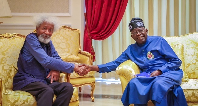 Following the meeting, Soyinka spoke with reporters, stating, "I came here with a seven-point agenda, and we had a very thorough discussion on those items." Reflecting on a previous visit to Tinubu, Soyinka revealed that his initial purpose was to dissuade the former Lagos State governor from running for president, a counsel Tinubu ultimately disregarded. Soyinka humorously referred to him as "olori kunkun," meaning the stubborn one. This recent visit, however, was prompted by a desire to check on Tinubu and his wife's well-being and extend Christmas wishes. Despite their longstanding friendship, Soyinka refrained from assessing Tinubu's performance in office, indicating that he follows a tradition of allowing the first year of an administration to unfold before offering opinions. Soyinka explained, "Something you may have noticed about me is that most heads of state, when they come into office, I always leave them alone for about the first year." He emphasized that leaders often inherit challenges and start below ground zero, needing time to address issues. This policy has been consistent with Tinubu's predecessors, including Obasanjo, Buhari, and Jonathan. Soyinka concluded by stating that his assessment of Tinubu's performance would be reserved until after one year in office. He urged reporters to revisit the question after that period, maintaining his approach of allowing leaders the necessary time to make adjustments and improvements.