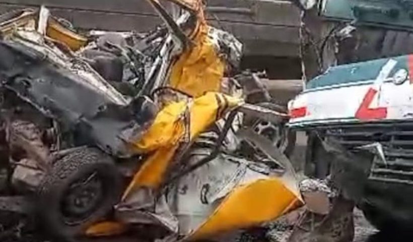 "Two Injured in Collision Between Car and Truck on Simpson Bridge, Lagos"