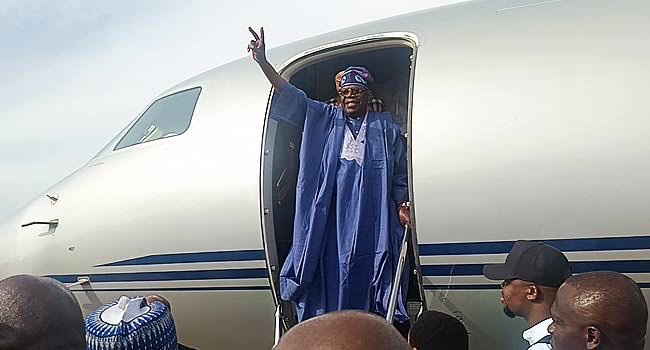 Tinubu Arrives in Lagos to Unveil Red Line Rail