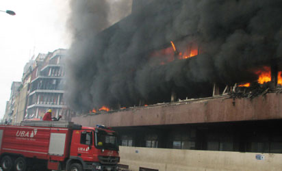 A storey building in Lagos became engulfed in flames, resulting in the destruction of properties