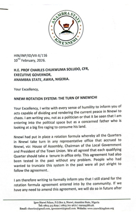 Attached Letter from Eze Nnewi that was ignored 